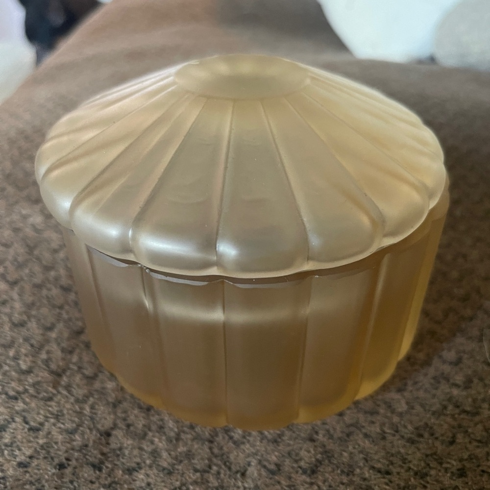 New never used frosted amber candy dish